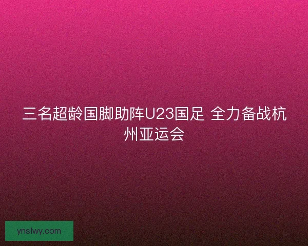 三名超龄国脚助阵U23国足 全力备战杭州亚运会