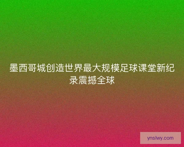 墨西哥城创造世界最大规模足球课堂新纪录震撼全球